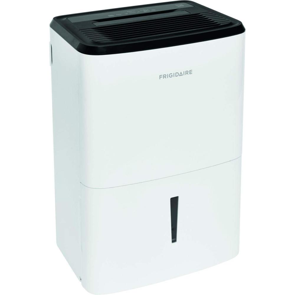imageFrigidaire 50Pint Portable Dehumidifier for Basement Home and Attic 115V Quiet Moisture Absorber for Humidity Control with Auto ShutOff and Removable Water BucketContinuous Drain Option White