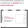 Frigidaire 6,000 BTU Window Air Conditioner with Remote Control, Cools Up to 250 Sq. Ft., Quiet Operation, Eco Mode, 3 Fan Speeds, Auto Restart, White