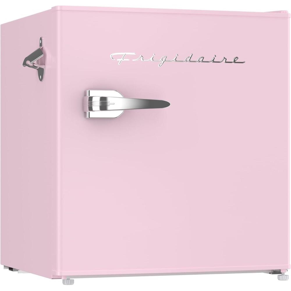 imageFrigidaire Coral EFR176 AMZ EFR176 Retro Mini RefrigeratorEnergy SavingAdjustable Thermostat ControlSide Mounted Bottle OpenerIdeal for for Dorm Office RV Garage Apartment 16 Cubic FeetPink