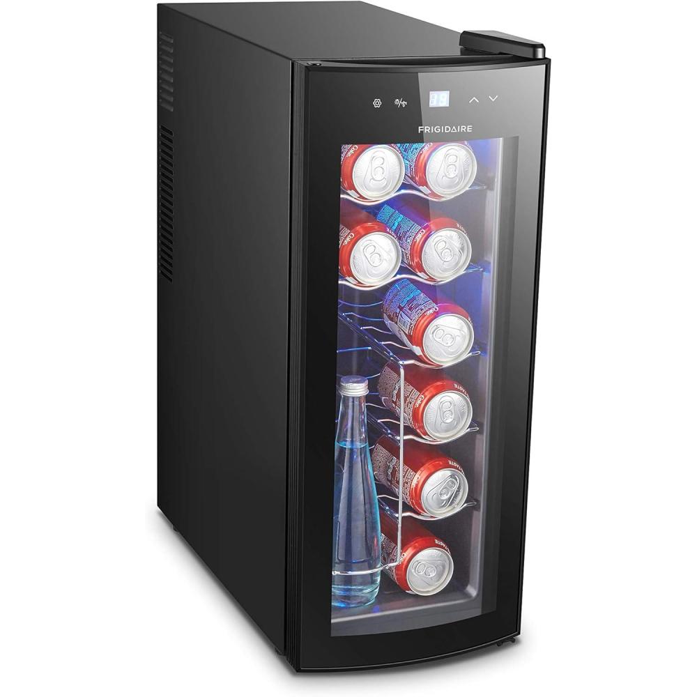 imageFrigidaire EFRW1225 Wine ampamp Beverage Cooler with Curved Glass Door  12 Bottles Drinks Fridge Digital Control Ideal for Home DC Rated for Use with Car Cord or AC Adapter Black