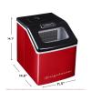 Frigidaire Ice Maker EFIC452, Countertop Stainless Steel Ice Maker with Transparent Window, Clear Ice Cube Maker with 40 lbs. Capacity, Ice Maker Machine – 14.8″ D x 11″ W x 14.1″ H (Black)(red stainless)