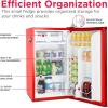Frigidaire Retro Compact Fridge with Chiller, 3.2 cu ft Countertop Fridge with Built-In Bottle Opener, Compact Refrigerator for Office, Bedroom, Dorm Room or Cabin – 16.5″ D x 19″ W x 31″ H (Red)