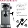 Frigidaire Steam Espresso Maker, Coffee Machine with Milk Frother & Cup Warmer, 20 Bar Pressure, 34 oz Removable Water Tank, Single or Double Shot, Stainless Steel
