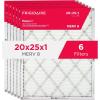 Frigidaire PureAir® 20x25x1 MERV 11 Prem Allergen Electrostatic Pleated Air Conditioner HVAC AC Furnace Filters – 6 Pack (exact dimensions 19.81 X 24.81 X 0.81)(20 x 25 x 1)