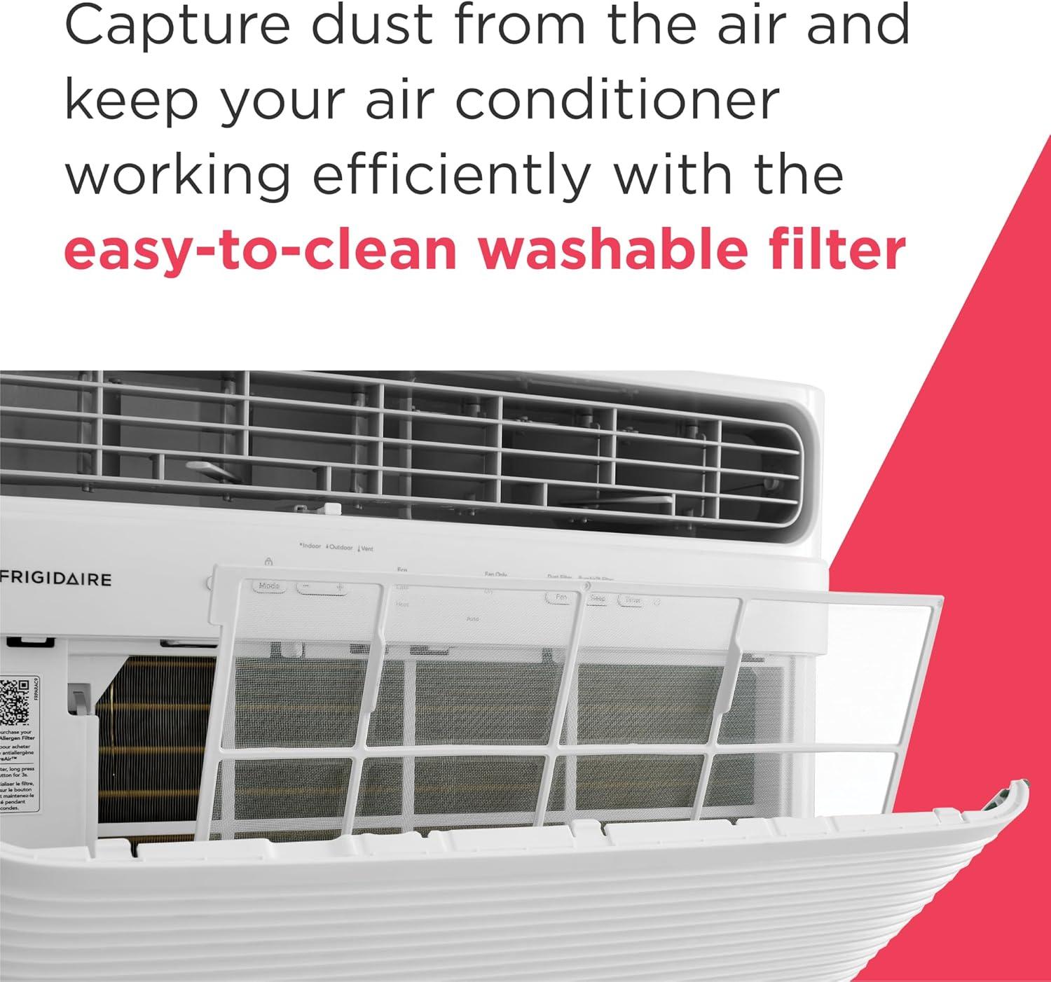 imageFrigidaire 12000 BTU Window Air Conditioner with Supplemental Heat Cools ampamp Heats Up to 550 Sq Ft Remote Control Quiet Operation Eco Mode 3 Fan Speeds White12 000 BTU