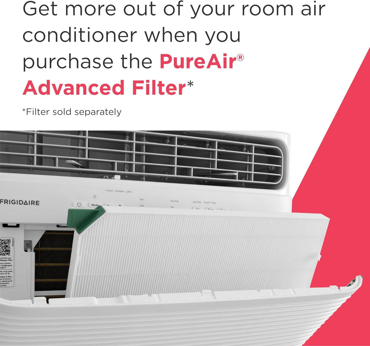 imageFrigidaire 12000 BTU Window Air Conditioner with Supplemental Heat Cools ampamp Heats Up to 550 Sq Ft Remote Control Quiet Operation Eco Mode 3 Fan Speeds White8 000 BTU