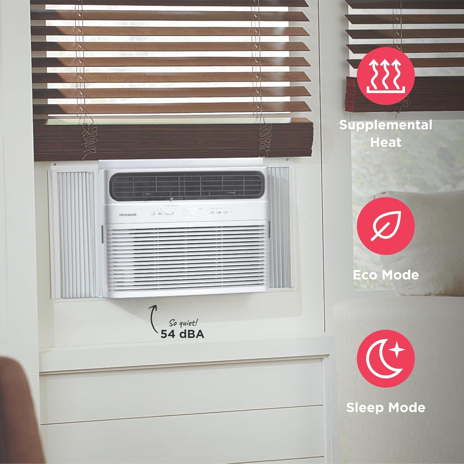 imageFrigidaire 12000 BTU Window Air Conditioner with Supplemental Heat Cools ampamp Heats Up to 550 Sq Ft Remote Control Quiet Operation Eco Mode 3 Fan Speeds White12 000 BTU