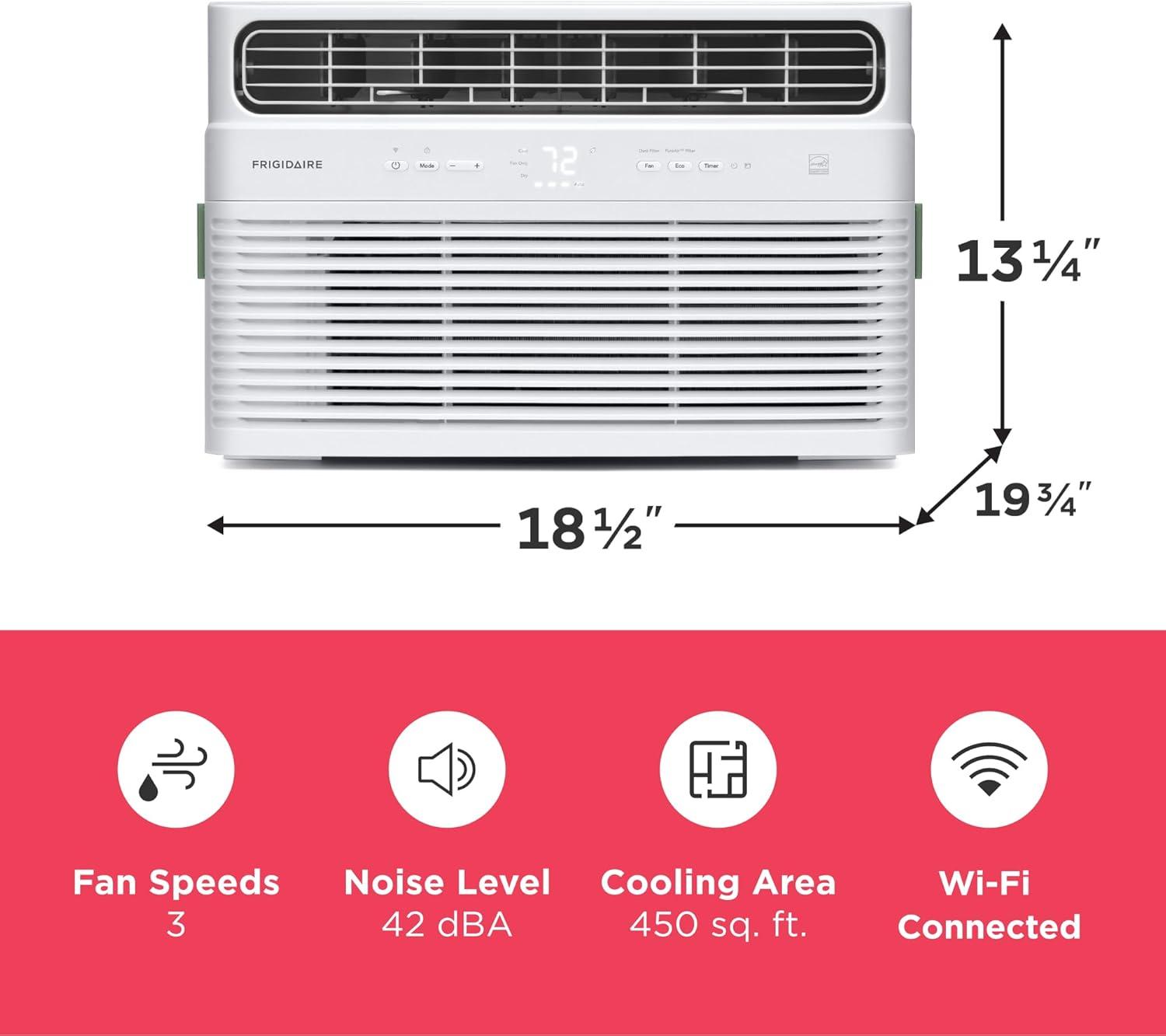 imageFrigidaire 14000 BTU Smart Inverter Window Air Conditioner with WiFi and Energy Star Certification Cools Up to 700 Sq Ft Ultra Quiet Operation White10 000 BTU