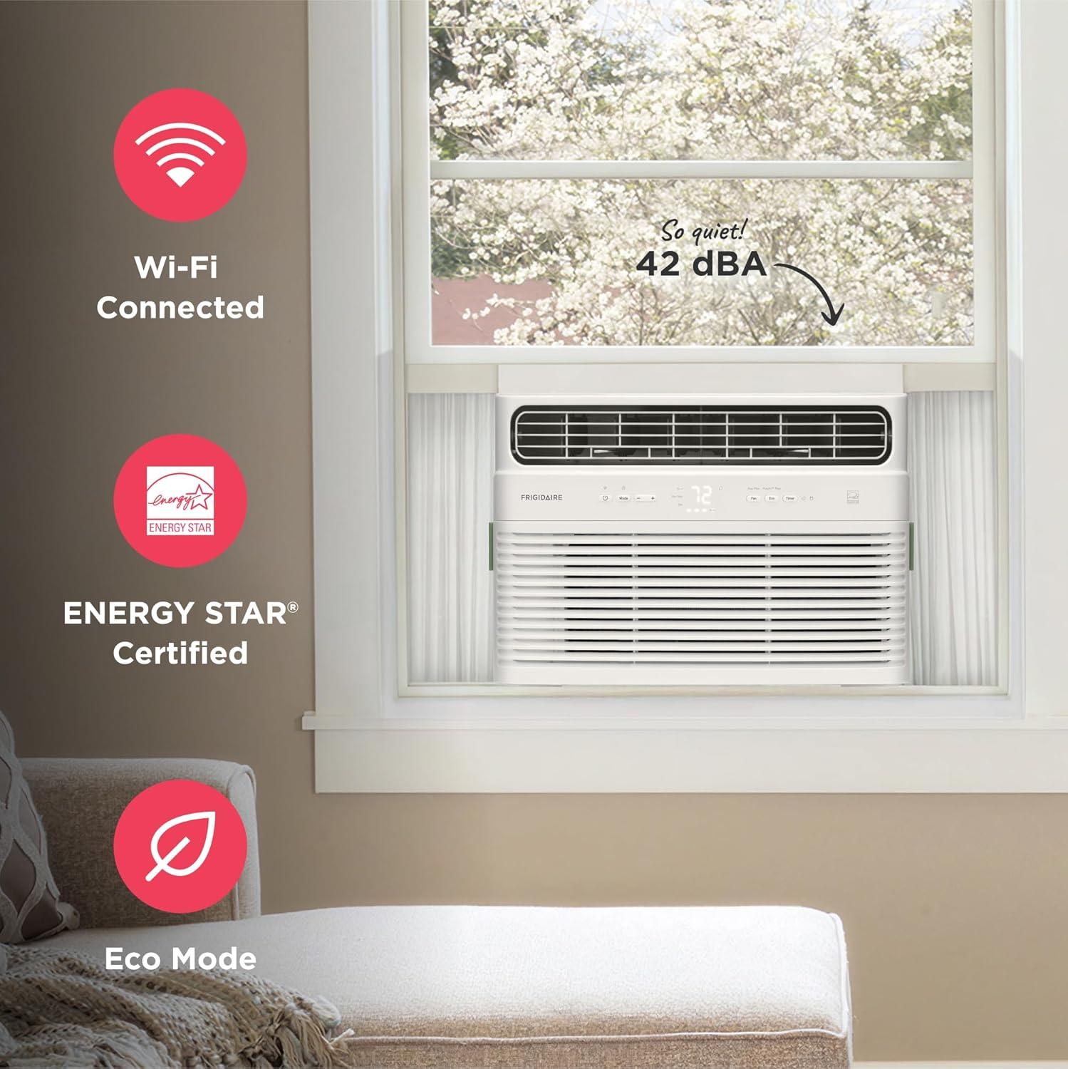 imageFrigidaire 14000 BTU Smart Inverter Window Air Conditioner with WiFi and Energy Star Certification Cools Up to 700 Sq Ft Ultra Quiet Operation White10 000 BTU