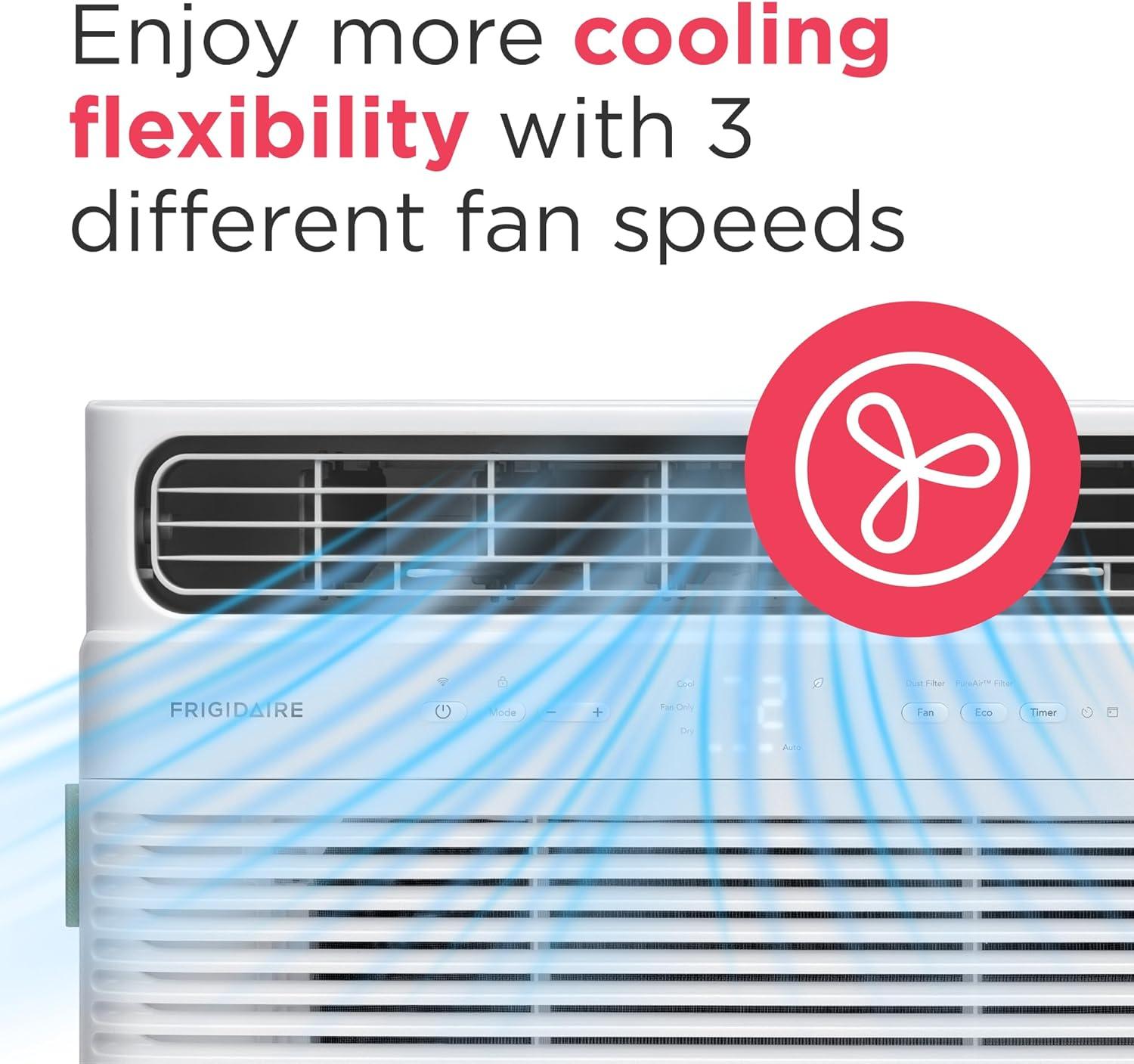 imageFrigidaire 14000 BTU Smart Inverter Window Air Conditioner with WiFi and Energy Star Certification Cools Up to 700 Sq Ft Ultra Quiet Operation White8 000 BTU