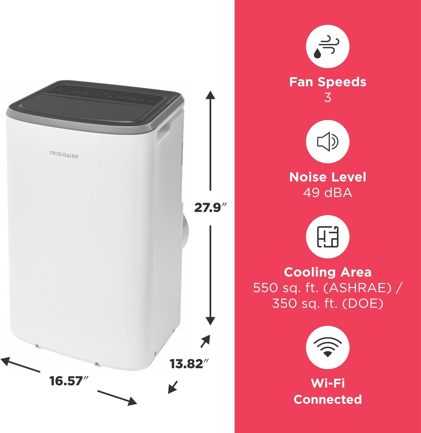 imageFrigidaire 3in1 Smart Portable Room Air Conditioner with WiFi 12000 BTU Ashrae 8000 BTU DOE Cools Up to 550 Sq Ft Quiet Operation White8000 BTU