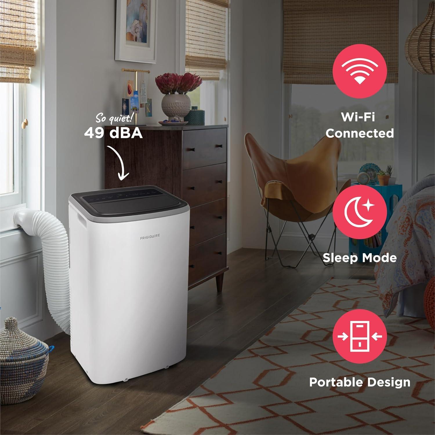 imageFrigidaire 3in1 Smart Portable Room Air Conditioner with WiFi 12000 BTU Ashrae 8000 BTU DOE Cools Up to 550 Sq Ft Quiet Operation White8000 BTU