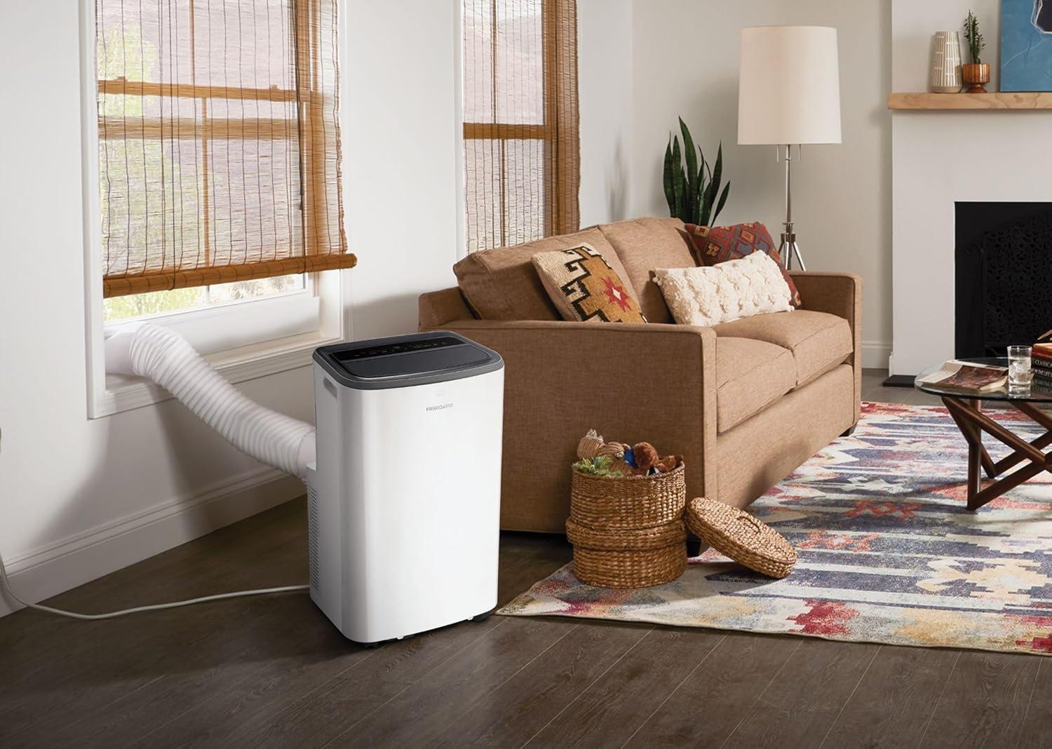 imageFrigidaire FHPW142AC1 Portable Air Conditioner 14K BTU ASHRAE 10K BTU DOE with MultiSpeed FanDehumidifier ModeBuiltin Air IonizerWashable FilterWorks with AlexaWiFi Connected in White