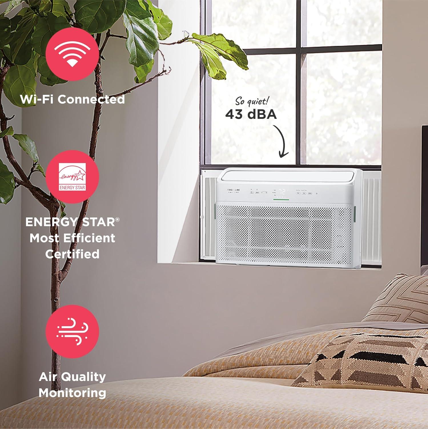 imageFrigidaire GHWQ103WC1 Inverter Quiet Temp Room Air Conditioner 10000 BTU with WiFi Connected Works with Alexa Energy Star Certified EasytoClean Washable Filter in White12 000 BTU New 2025