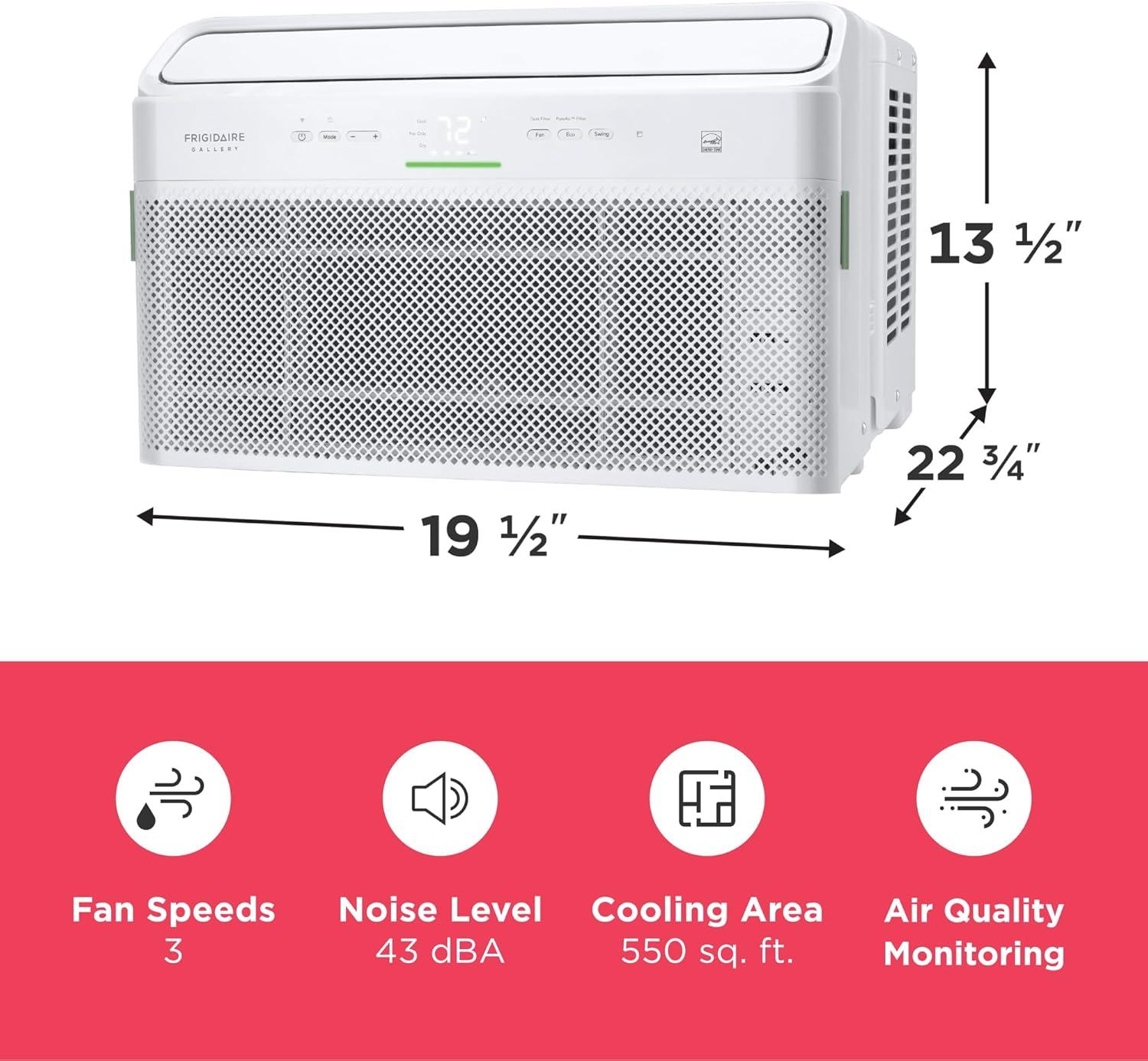 imageFrigidaire GHWQ103WC1 Inverter Quiet Temp Room Air Conditioner 10000 BTU with WiFi Connected Works with Alexa Energy Star Certified EasytoClean Washable Filter in White12 000 BTU New 2025