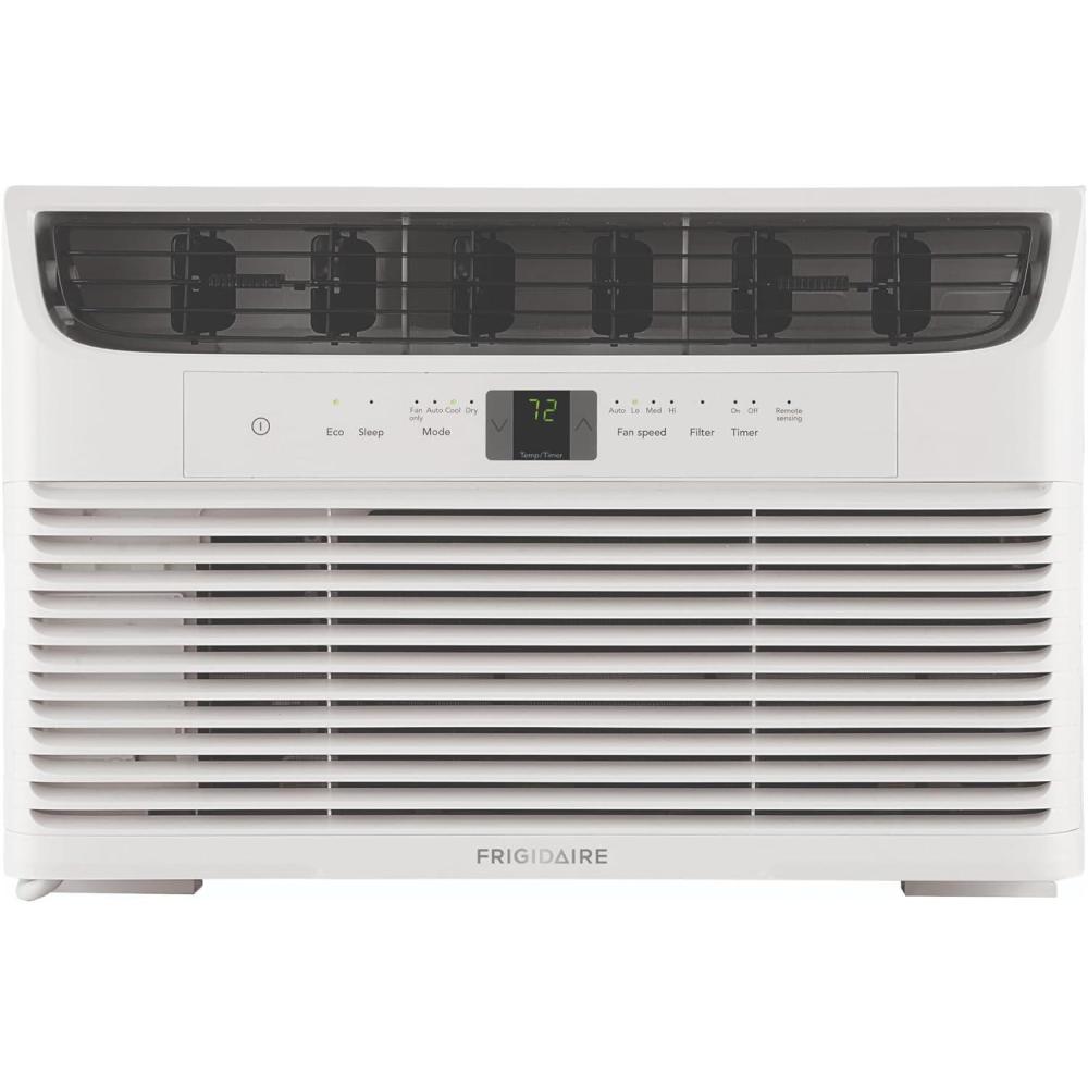 imageFrigidaire 12000 BTU Window Air Conditioner with Remote Control Cools Up to 550 Sq Ft Quiet Operation Eco Mode 3 Fan Speeds Auto Restart White6 000 BTU Electronic Controls