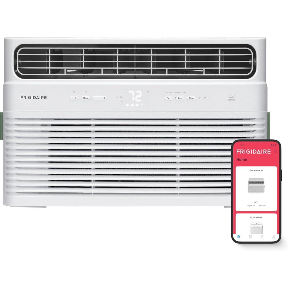 imageFrigidaire 14000 BTU Smart Inverter Window Air Conditioner with WiFi and Energy Star Certification Cools Up to 700 Sq Ft Ultra Quiet Operation White10 000 BTU