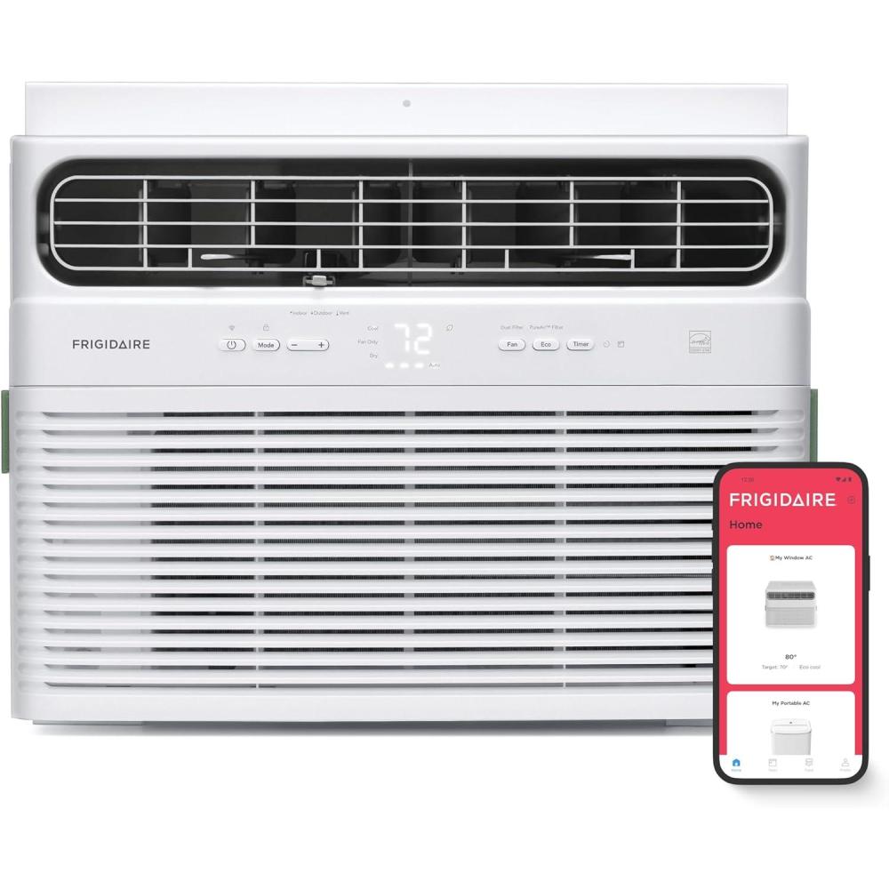 imageFrigidaire 14000 BTU Smart Inverter Window Air Conditioner with WiFi and Energy Star Certification Cools Up to 700 Sq Ft Ultra Quiet Operation White14 000 BTU