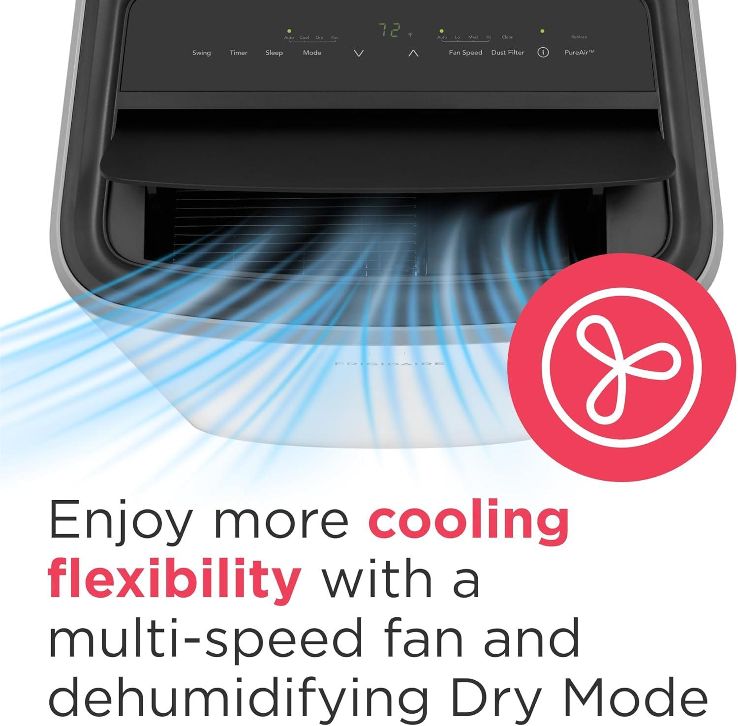 imageFrigidaire 3in1 Portable Room Air Conditioner 10000 BTU ASHRAE 6500 BTU DOE Cools Up to 450 Sq Ft Quiet Operation Dehumidifying Dry Mode White