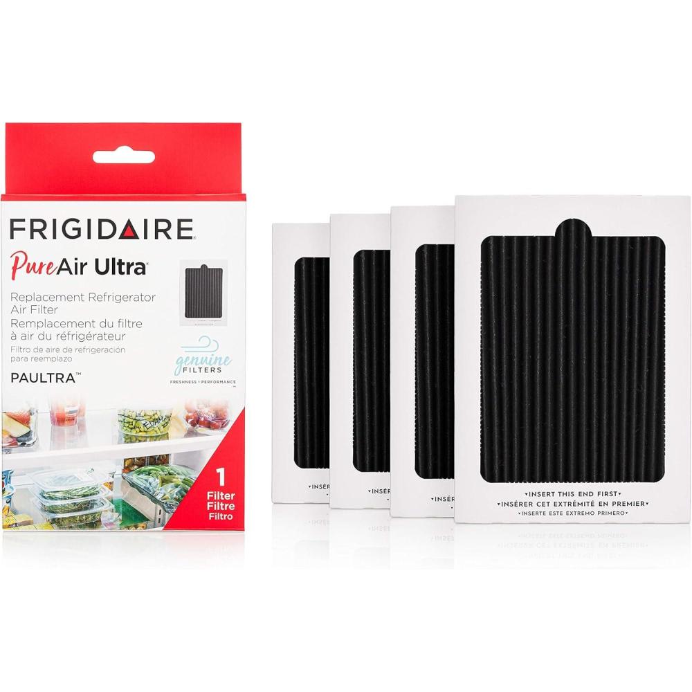 imageFRIGIDAIRE PAULTRA Pure Air Ultra Refrigerator Air Filter with Carbon Technology to Absorb Food Odors 65 Inch x 475 Inch4 Count Pack of 1