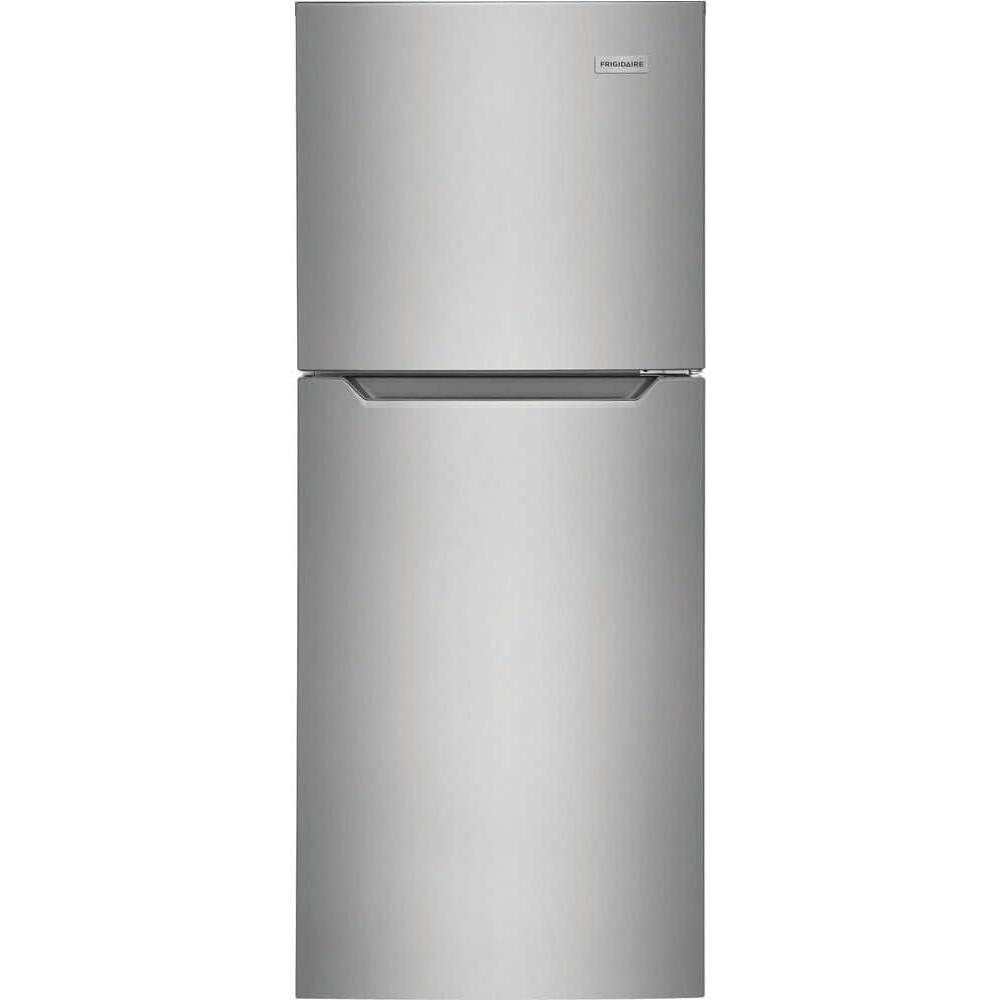 imageFrigidaire 116 Cu Ft Compact ADA Top Freezer Refrigerator in Brushed Steel with Electronic Control Panel Reversible Door Swing ENERGY STARBrushed Steel