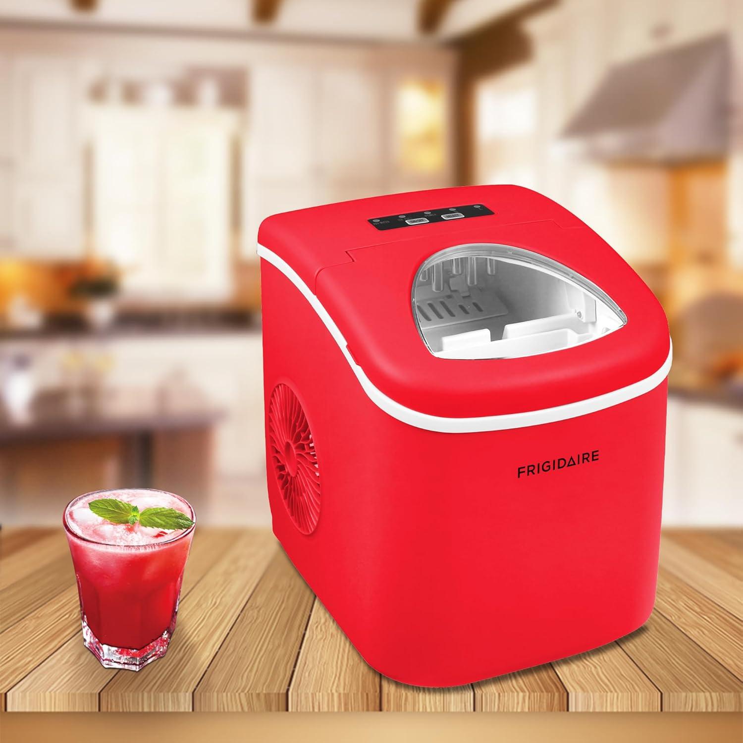 imageFRIGIDAIRE Portable Compact Ice Maker Counter Top Ice Making Machine 26lb per day WhiteRed