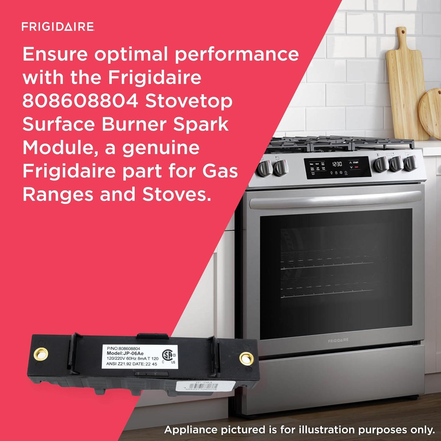 imageFrigidaire 808608804 Stovetop Surface Burner Spark Module for Gas Ranges and Stoves Black