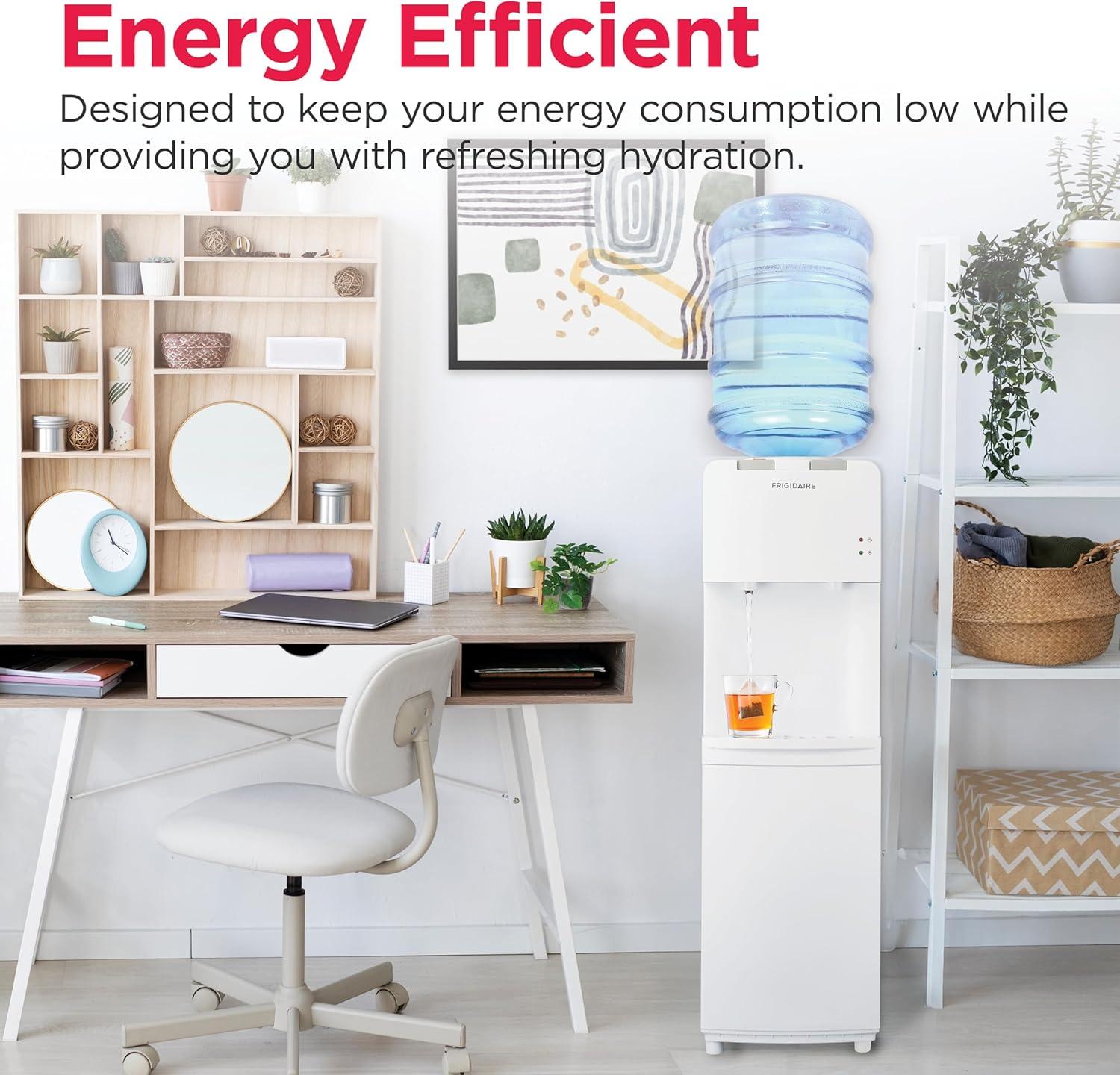 imageFrigidaire EFWC498  Top Loading Cooler Dispenser Hot ampamp Cold Water  Child Safety Lock  Innovative Slim ampamp Sleek Design Holds 3 or 5 Gallon Bottles  BlackWhite