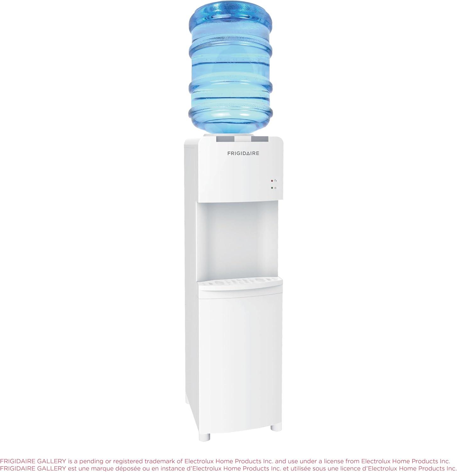 imageFrigidaire EFWC498  Top Loading Cooler Dispenser Hot ampamp Cold Water  Child Safety Lock  Innovative Slim ampamp Sleek Design Holds 3 or 5 Gallon Bottles  BlackWhite