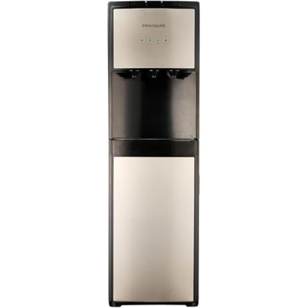 imageFrigidaire EFWC498  Top Loading Cooler Dispenser Hot ampamp Cold Water  Child Safety Lock  Innovative Slim ampamp Sleek Design Holds 3 or 5 Gallon Bottles  BlackStainless