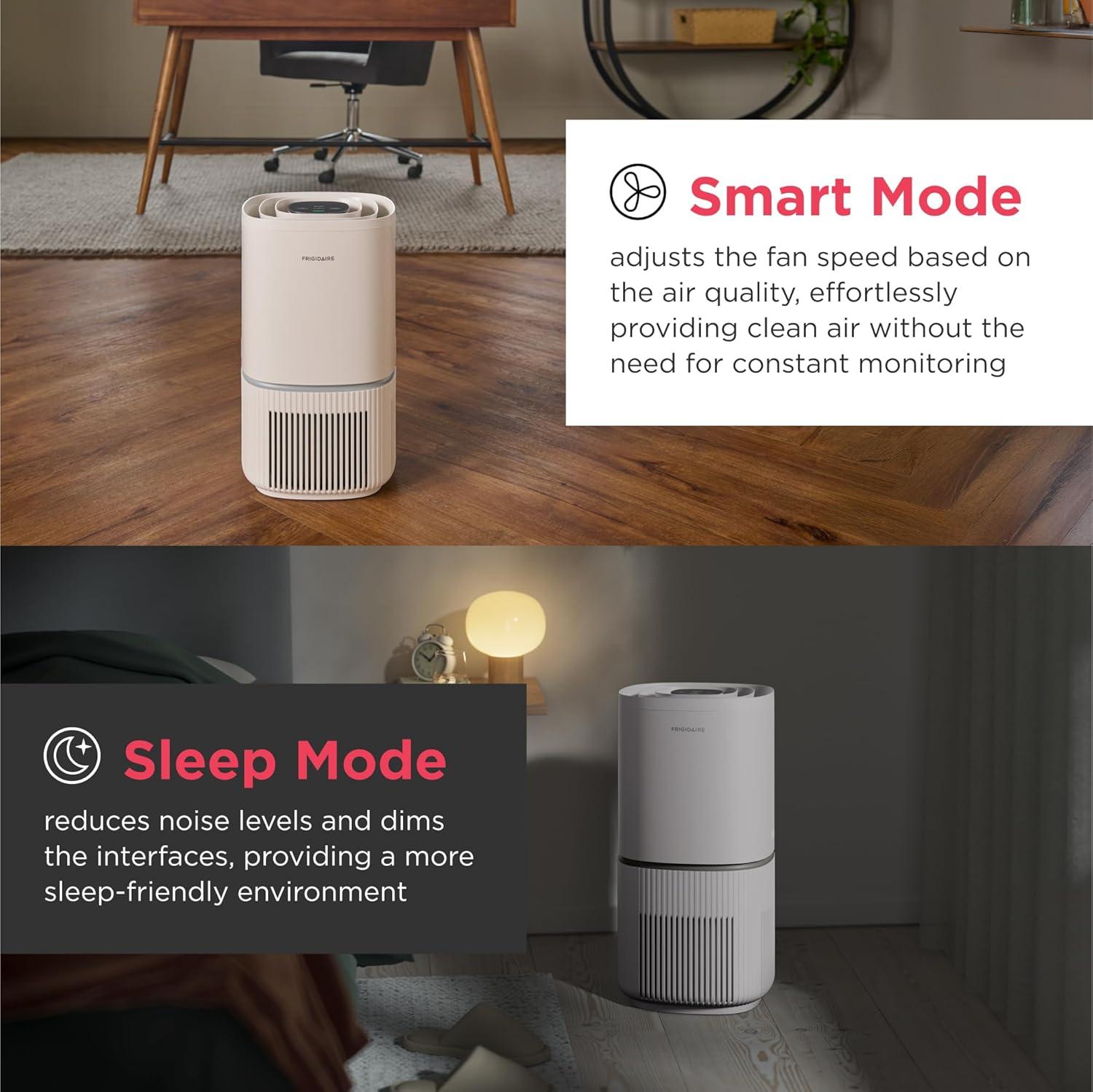 imageFrigidaire PureA300 XL HEPA Air Purifier with WiFi for Large Rooms Covers up to 1685 Sq Ft 3Stage Filtration Energy Star Certification Air Quality Monitoring Smart Mode Ultra Quiet White1685 Square Feet Wifi