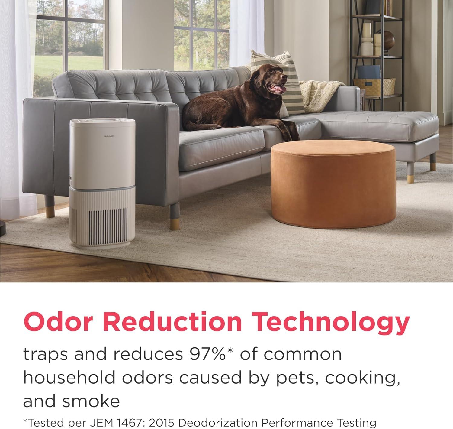 imageFrigidaire PureA300 XL HEPA Air Purifier with WiFi for Large Rooms Covers up to 1685 Sq Ft 3Stage Filtration Energy Star Certification Air Quality Monitoring Smart Mode Ultra Quiet White1685 Square Feet Wifi