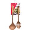 Frigidaire 2PC Beechwood Silicone Utensil Set, Large Soup Ladle, Large Pasta Fork, Heat-Resistant, Kitchen Cooking Utensils with Wooden Handle (NAVY)(Rose)
