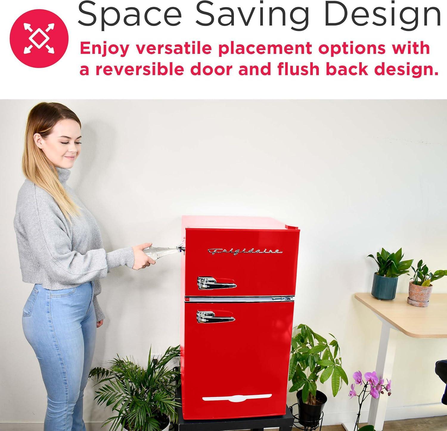 imageFrigidaire EFR840 Retro Mini Fridge with Freezer ampamp Side Bottle Opener Small 2 Door Refrigerator for Office Bar or College Dorm Room 32 Cu Ft MintRed