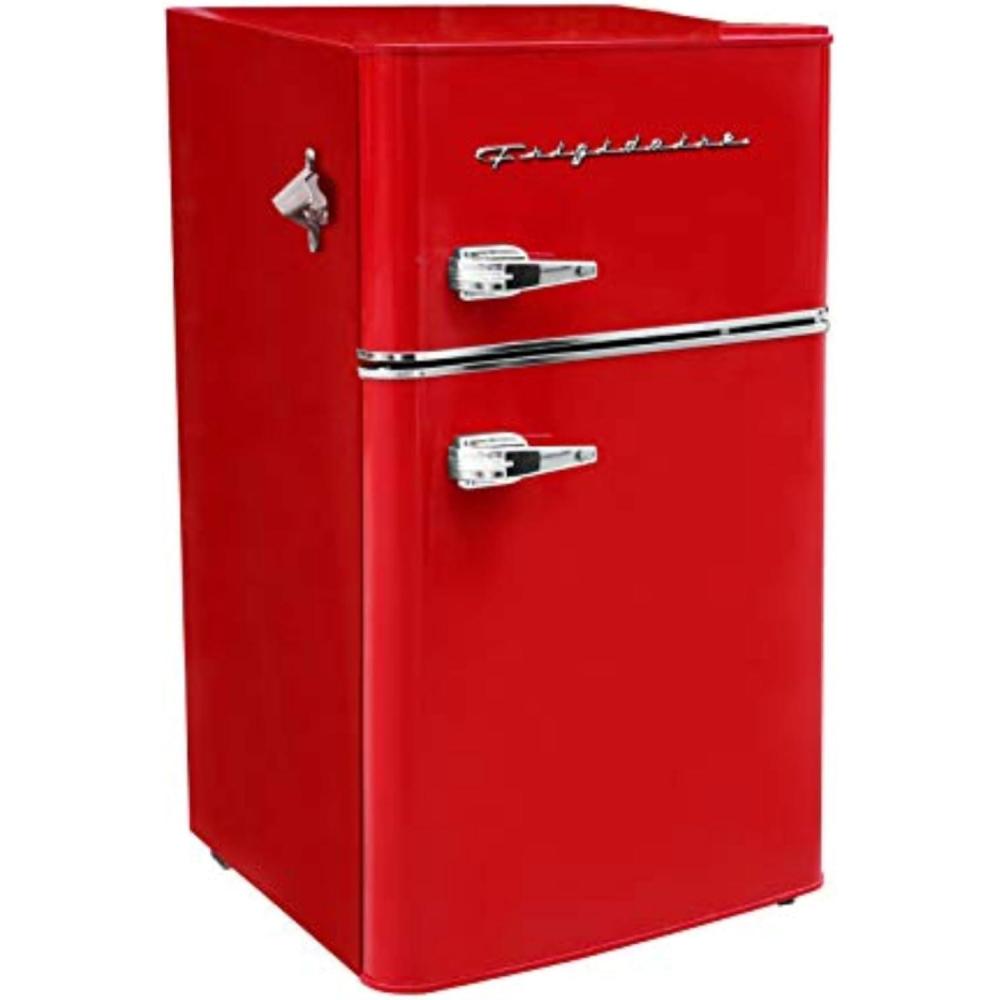 imageFrigidaire EFR840 Retro Mini Fridge with Freezer ampamp Side Bottle Opener Small 2 Door Refrigerator for Office Bar or College Dorm Room 32 Cu Ft MintRed
