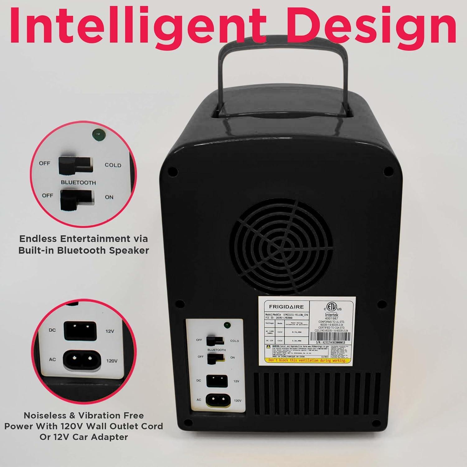 image:imageFrigidaire EFMIS151 Mini Portable Compact Personal Home Office Fridge Cooler BUILT IN SPEAKER 4L Capacity Chills Six 12 oz Cans 100 FreonFree amp Eco FriendlyBlack