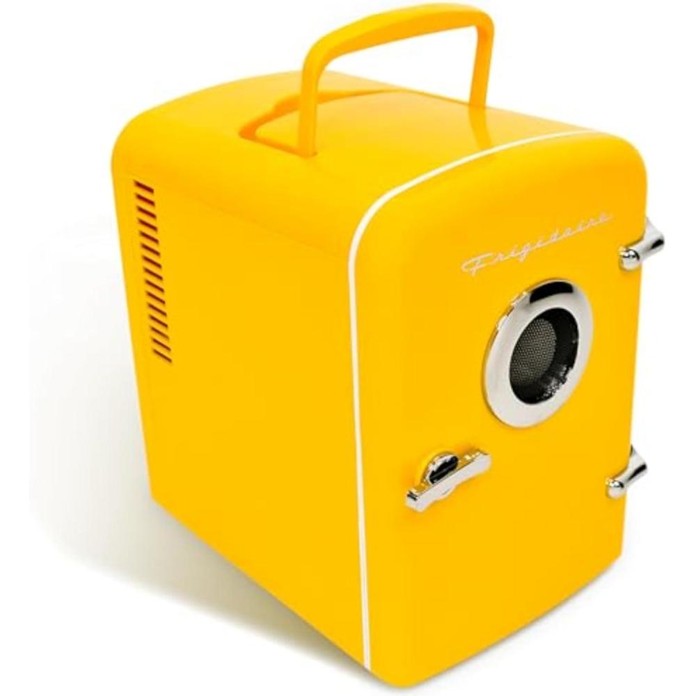 image:imageFrigidaire EFMIS151 Mini Portable Compact Personal Home Office Fridge Cooler BUILT IN SPEAKER 4L Capacity Chills Six 12 oz Cans 100 FreonFree amp Eco FriendlyYellow