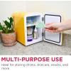 Frigidaire EFMIS151 Mini Portable Compact Personal Home Office Fridge Cooler BUILT IN SPEAKER, 4L Capacity, Chills Six 12 oz Cans, 100% Freon-Free & Eco Friendly(Yellow)