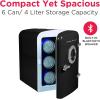 Frigidaire EFMIS151 Mini Portable Compact Personal Home Office Fridge Cooler BUILT IN SPEAKER, 4L Capacity, Chills Six 12 oz Cans, 100% Freon-Free & Eco Friendly(Black)