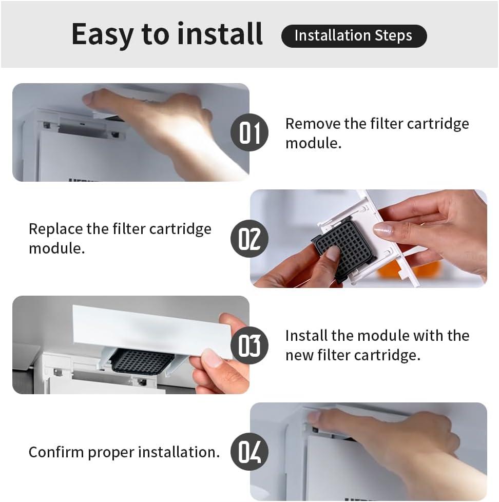 imagePack de 4 filtres charbon actif pour rfrigrateur Liebherr Fresh Air remplace 744002100 9096989 988246001 988246000 9882429 noir