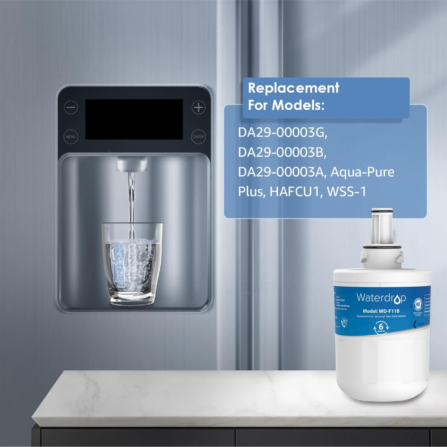 imageWaterdrop DA2900003G Filtre Eau du RfrigrateurRemplacement pour Samsung Aqua Pure Plus DA2900003G DA2900003B DA9706317A DA6100159A HAFCU1XAA HAFIN2EXP APP100 WF289Forfait Peut Varier13 Unit Confezione da 1