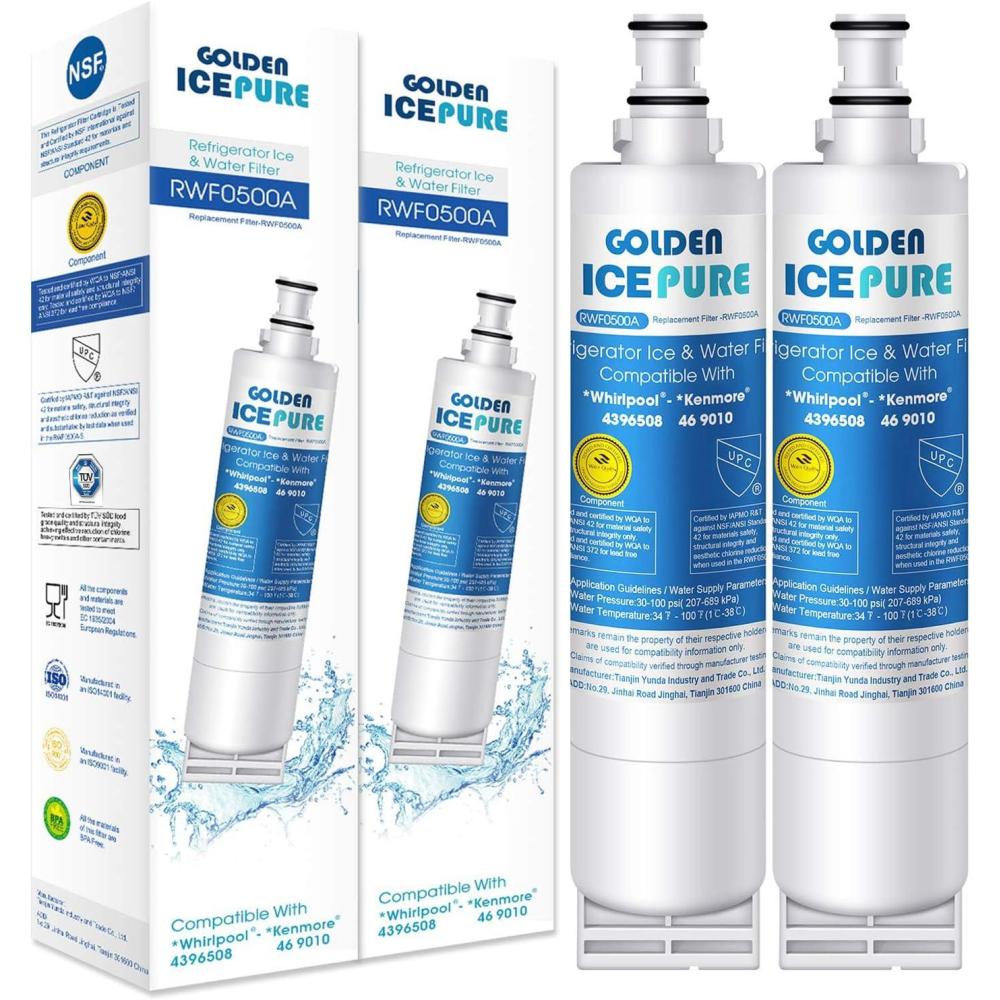 imageGOLDEN ICEPURE Filtre eau pour rfrigrateur 2 pices facture disponible Compatible avec Whirlpool 4396508 Maytag KitchenAid SBS002 S20BRS 481281729632 461950271171 4812817289862 Unit Lot de 1