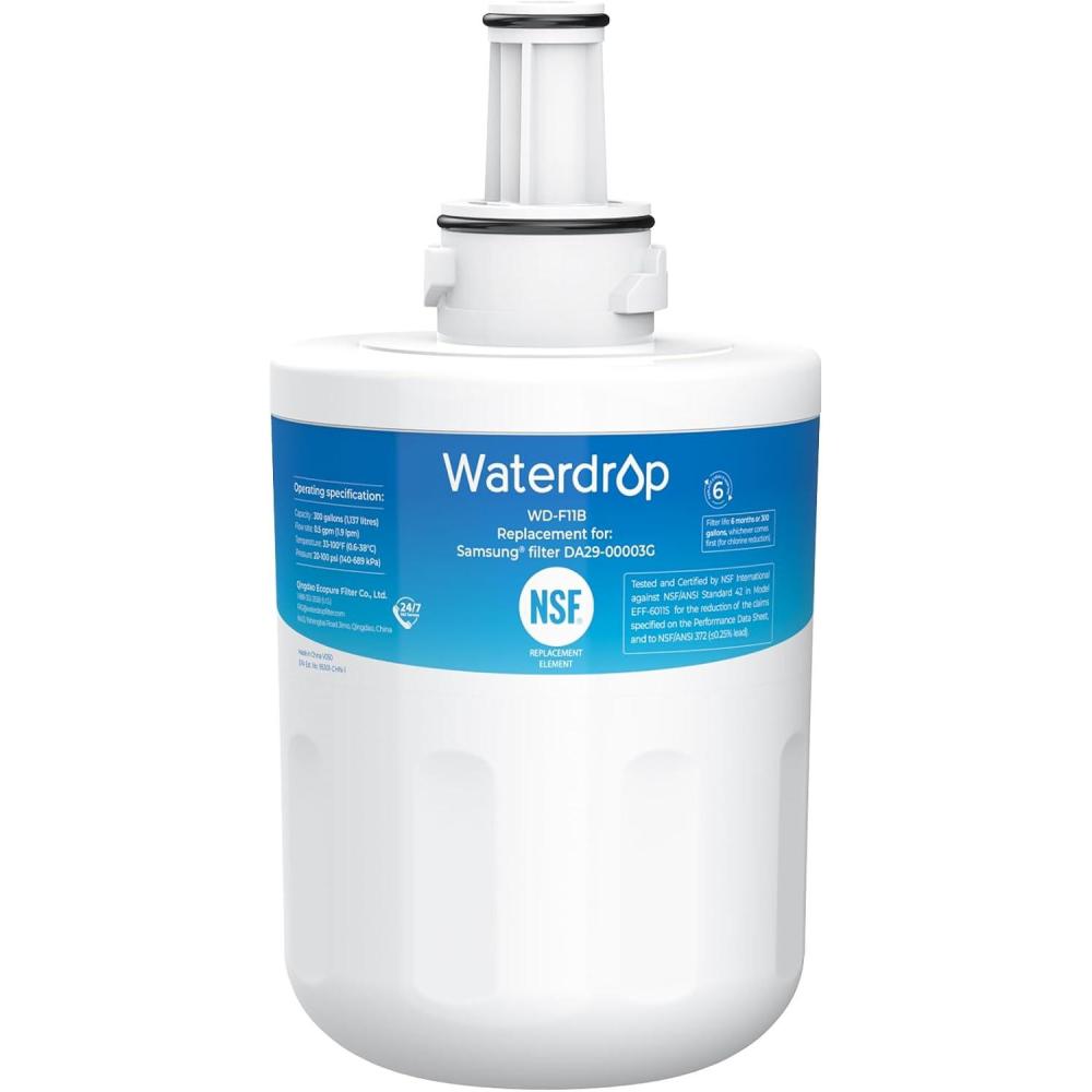 imageWaterdrop DA2900003G Filtre Eau du RfrigrateurRemplacement pour Samsung Aqua Pure Plus DA2900003G DA2900003B DA9706317A DA6100159A HAFCU1XAA HAFIN2EXP APP100 WF289Forfait Peut Varier11 Unit Lot de 1