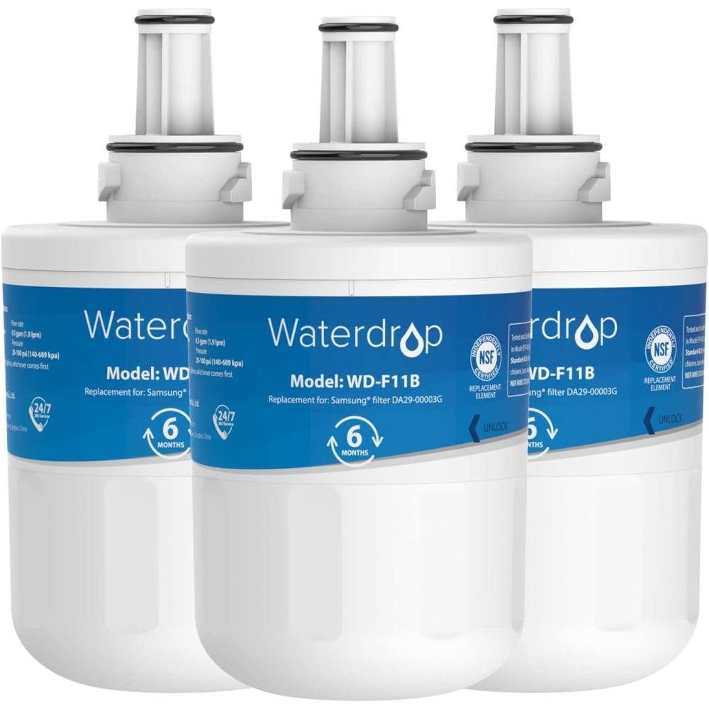 imageWaterdrop DA2900003G Filtre Eau du RfrigrateurRemplacement pour Samsung Aqua Pure Plus DA2900003G DA2900003B DA9706317A DA6100159A HAFCU1XAA HAFIN2EXP APP100 WF289Forfait Peut Varier13 Unit Confezione da 1