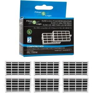 FilterLogic | Lot de 4 – Filtre de l&rsquo;air antibactérien compatible avec Whirlpool, Indesit, IKEA, KitchenAid, Hotpoint, Microban ANT001, ANT-001, ANTF-MIC 481248048172 réfrigérateur(6 Unité (Lot de 1))
