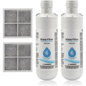 Filtre à eau pour réfrigérateur, filtre à eau et filtre à air pour réfrigérateur, filtre à eau anti-odeurs pour réfrigérateur, pièce de rechange pour filet d&rsquo;air, remplacement pour LG LT1000P (2pcs)