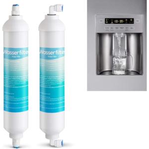 ilauke 2 X Remplacement de Filtre à Eau de Réfrigérateur,Filtre Refrigerateur pour Réfrigérateur avec 4 Pcs Accessoires De Filtre à Eau (Robinet Combiné de Type I + L) pour Samsung LG AEG Haier etc.