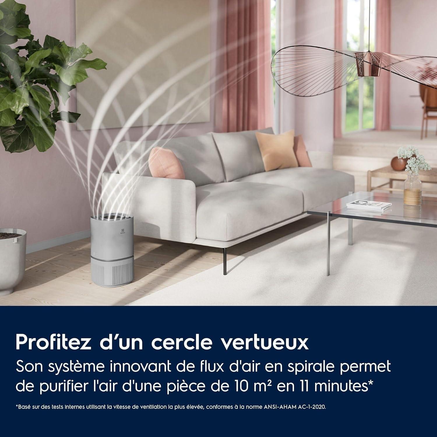 imageElectrolux Pure 300 Purificateur dAir HEPAFiltration Multicouche Systme AirSurround Circulation dAir 360 Mode Nuit Silencieux 20 dBA EPO30311UG GrisGrey