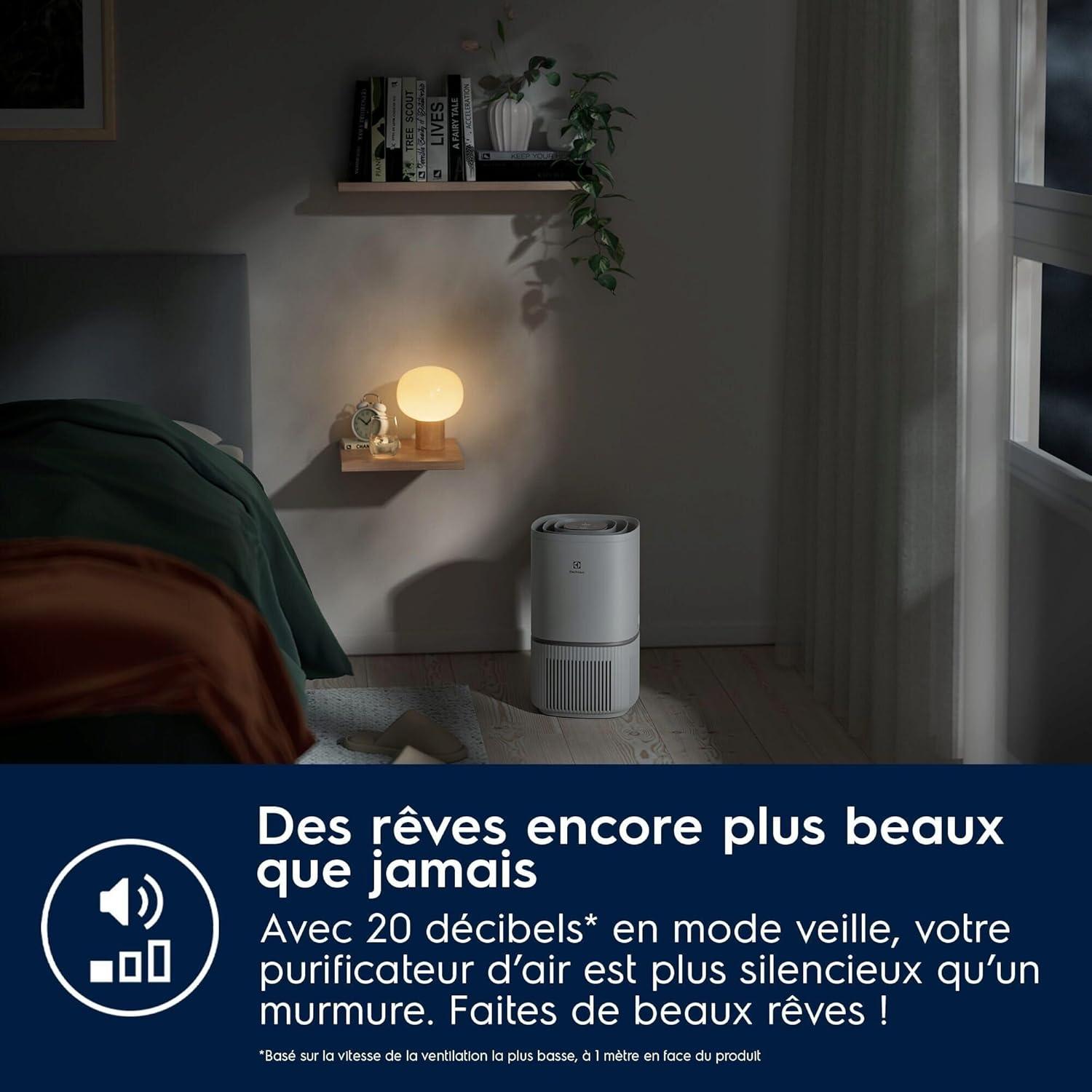 imageElectrolux Pure 300 Purificateur dAir HEPAFiltration Multicouche Systme AirSurround Circulation dAir 360 Mode Nuit Silencieux 20 dBA EPO30311UG GrisGrey