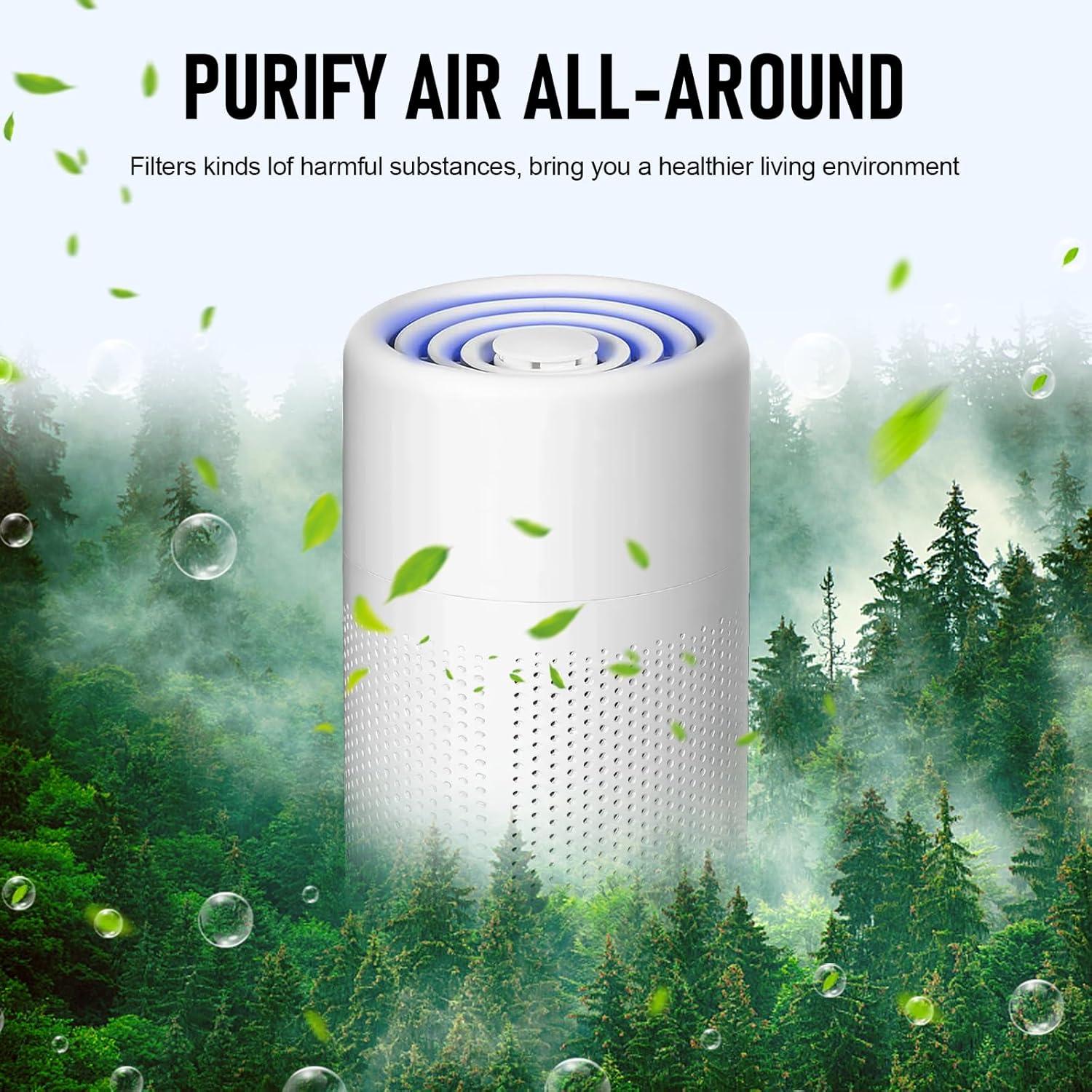 imagePurificateur dair Chambre H13 HEPA Purificateur liminant de la poussire de la fume et des odeurs danimaux Air Purifier avec ponge parfume Air Purifier HEPA pour Maison BureauBlanc